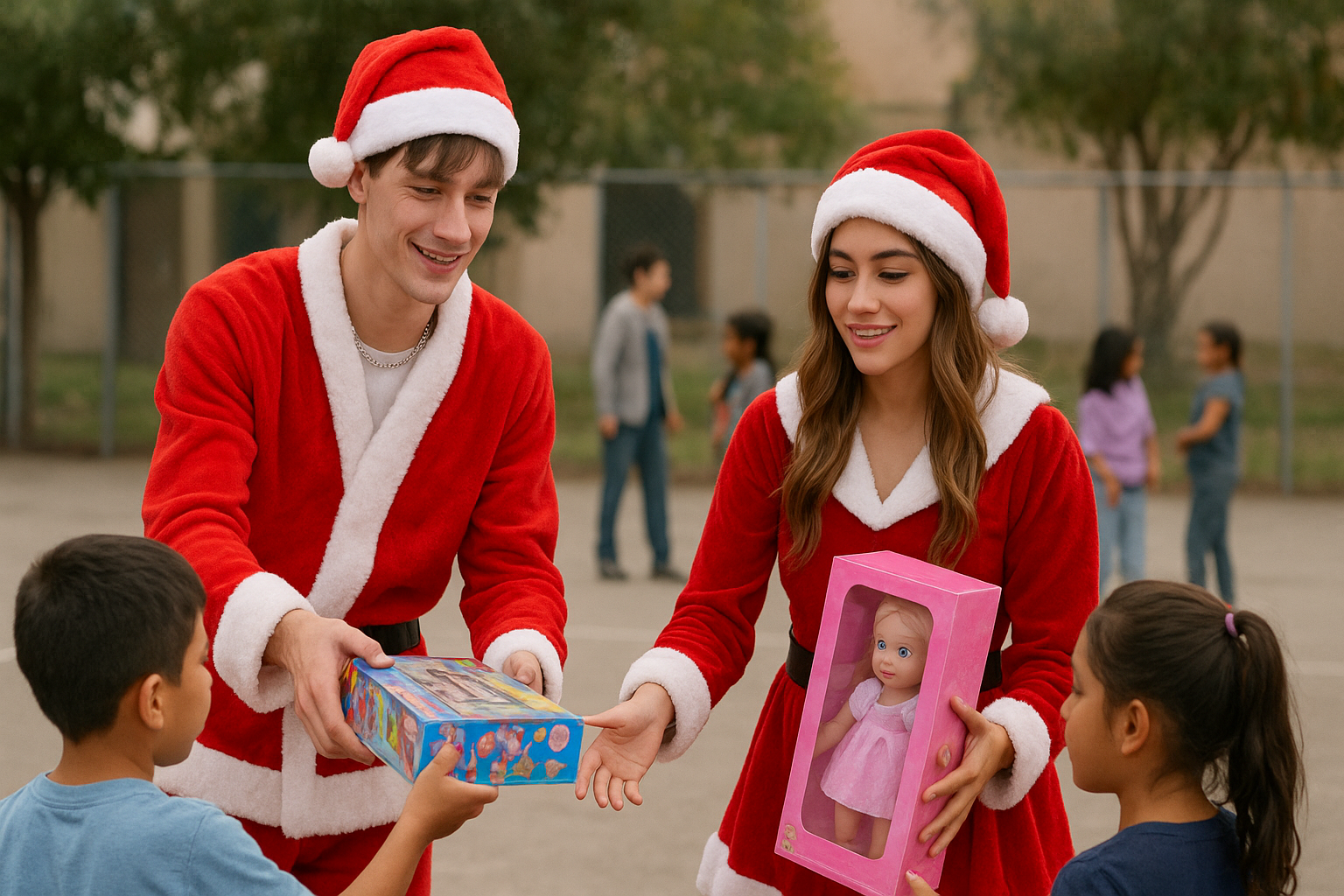 Acusan a Peso Pluma y Kenia Os de insensibles tras regalar juguetes